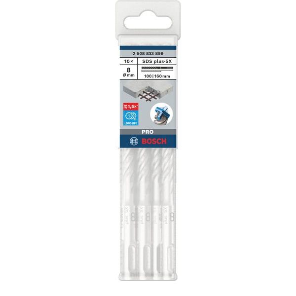 Bosch - Bohrer PRO SDS plus-5X 2608833899VE(10) Hammerbohrer 8 x 100