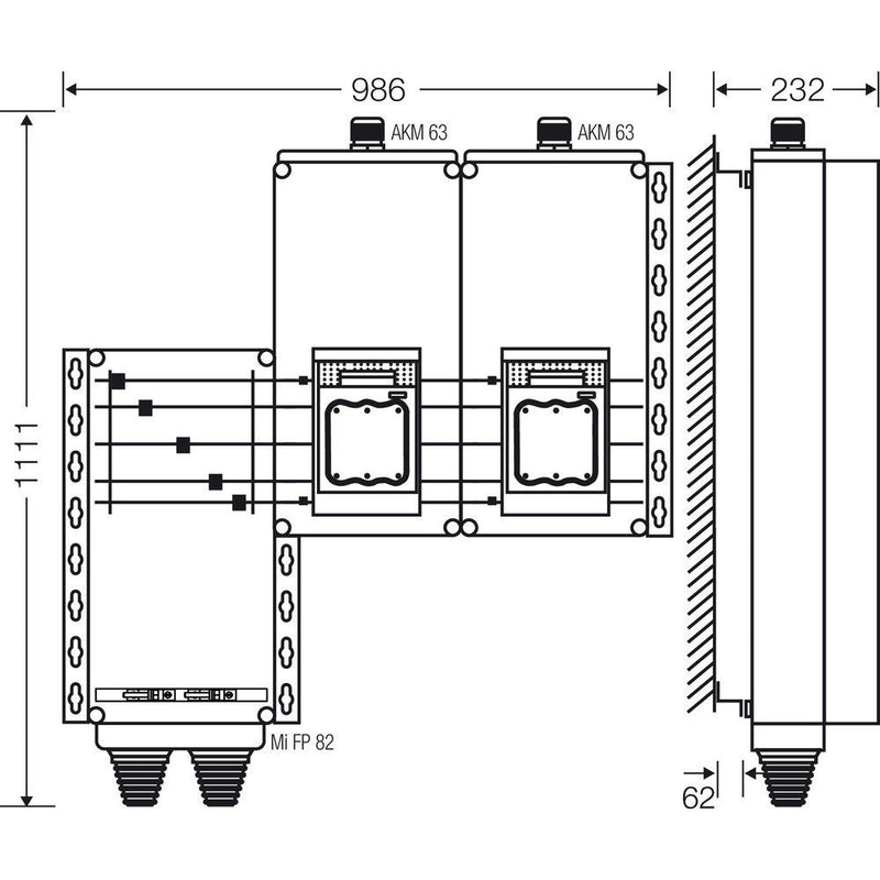 Hensel - Sicherungslasttrennschalter mit Gehäuse Verteiler 2x3xNH 1 Mi AS 9252 250A 5-pol.Sch.400A