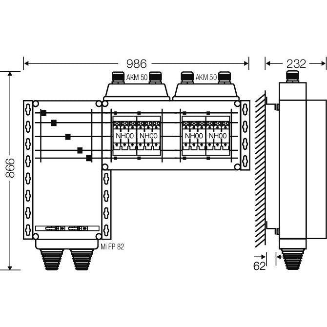 Hensel - Sicherungskasten Verteiler 4x3xNH 00 Mi AS 9144 125A 5-pol.Sch.250A
