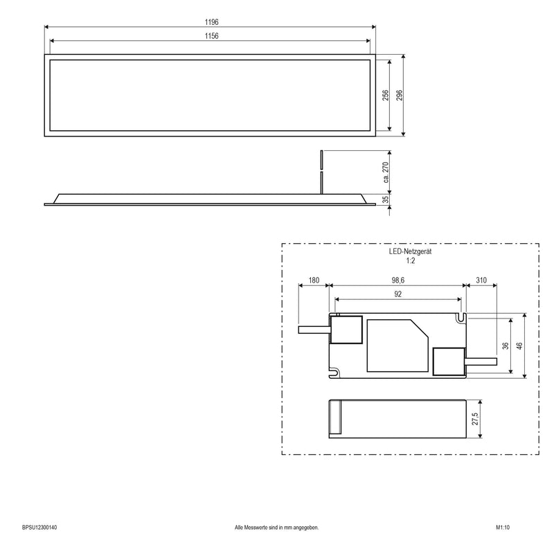 EVN Lichttechnik - Decken-/Wandleuchte LED Panel BPSU12300140 4000K