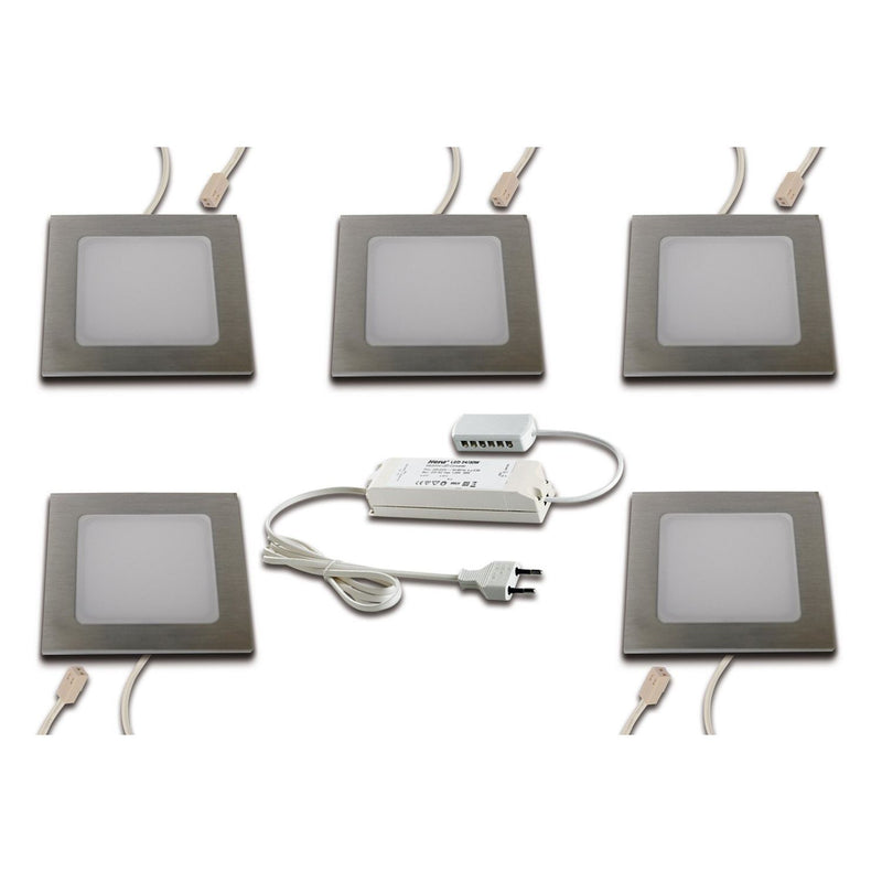 Hera - Downlight/Strahler/Flutlicht LED Einbauleuchte 5er-Set 5er Set #61060451003 nw, edelstahloptik