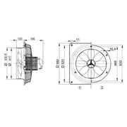 Maico - Wandventilator für Industrie und Gewerbe Axial-Wandventilator DZQ 40/6 B Wandplatte DN 400