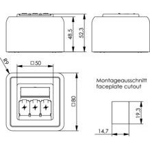 Telegärtner - Kommunikationsanschlussdose Kupfer Modulaufnahme 100021385 80x80, 3-fach AP