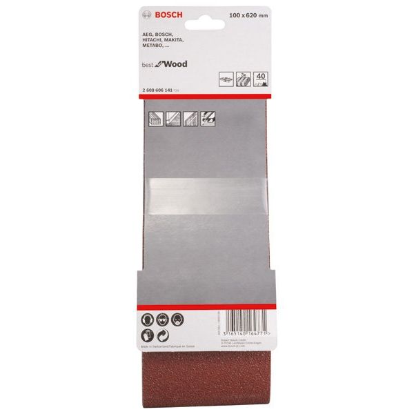 Bosch - Schleifpapier/Schleifvlies PRO X440 Schleifband, 100 2608606141 x 620 mm G40 3-tlg