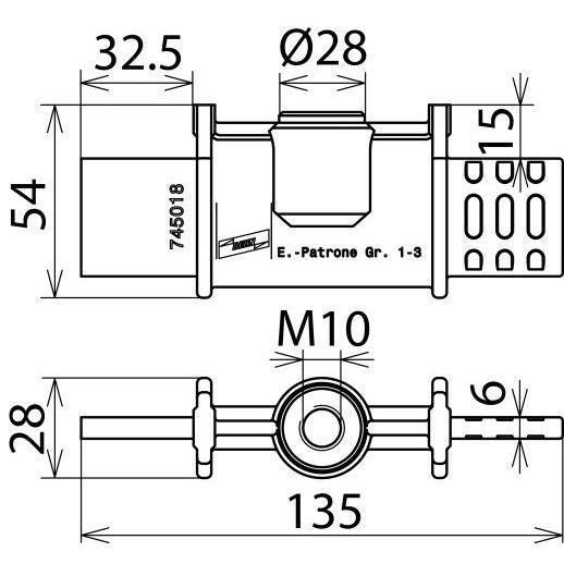 DEHN - Anschlusselement für EuK-Vorrichtung Erdungspatrone EP NH1 3 TI M10 NH 1..3 teilisoliert