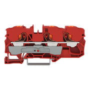 WAGO - Durchgangs-Reihenklemme 3-Leiter-Durchgangsklemme 2210-1303 Drücker,10 mm²,rot − 25 Stück