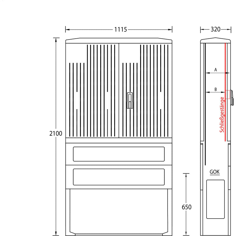 uesa - Gehäuse/Schaltschrank (leer) Säule A120-2100 2100x1115x320mm