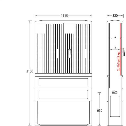 uesa - Gehäuse/Schaltschrank (leer) Säule A120-2100 2100x1115x320mm