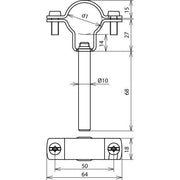 DEHN - Leitungshalter für Blitzschutz Leitungshalter LHZS 27 DS10 L75 V2A D=27-30mm