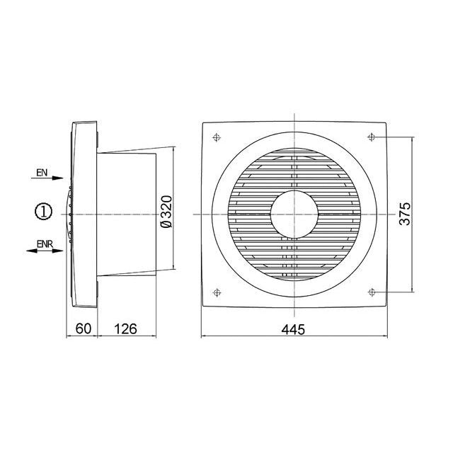 Maico - Wandventilator für Industrie und Gewerbe Wandeinbau-Ventilator ENR 31 76W,1500cbm/h,IP44