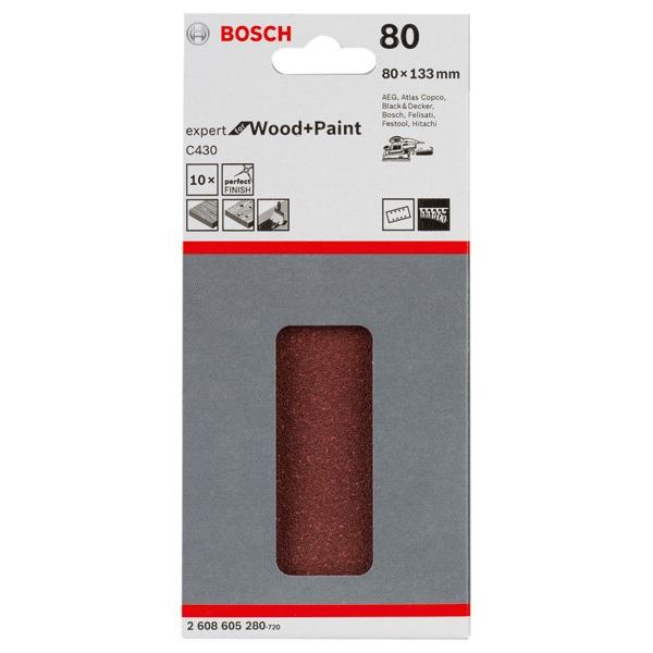 Bosch - Schleifpapier/Schleifvlies Schleifblatt C430, 80 x 2608605280 133 mm 80 8 Löcher