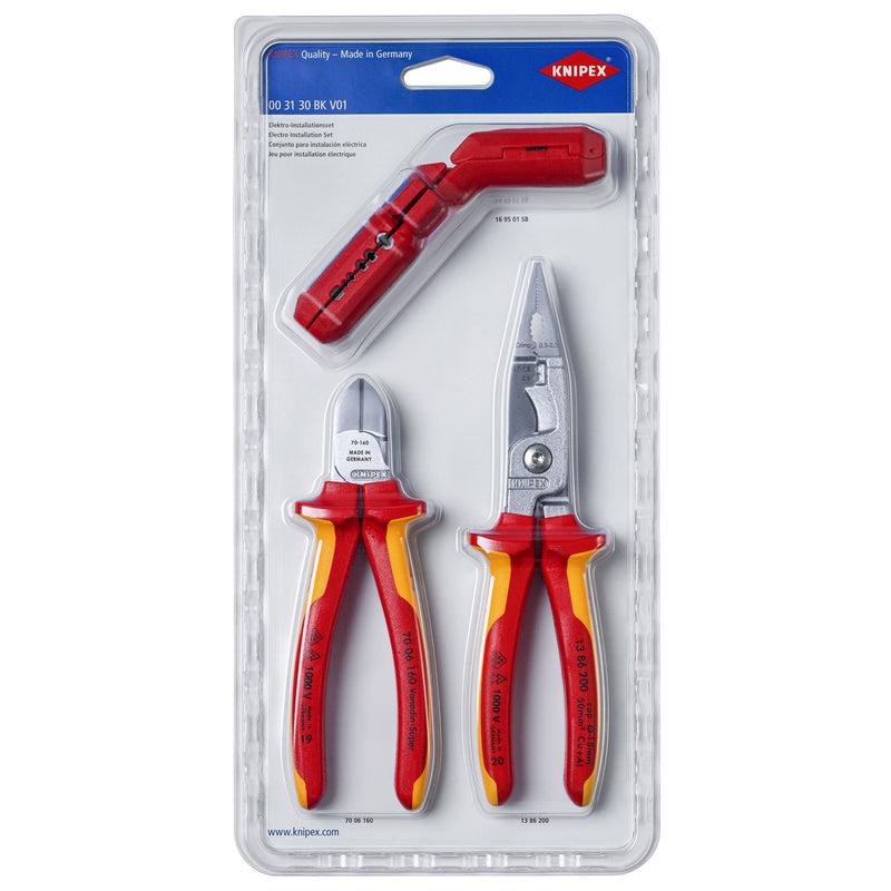 Knipex - Werkzeugset Elektro-Installationsset 00 31 30 BK V01 Satz 3-tlg