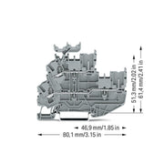WAGO - Durchgangs-Reihenklemme 1Leiter/1PinDoppelstockkl. 2022-2231 2,5 mm²,grau − 50 Stück