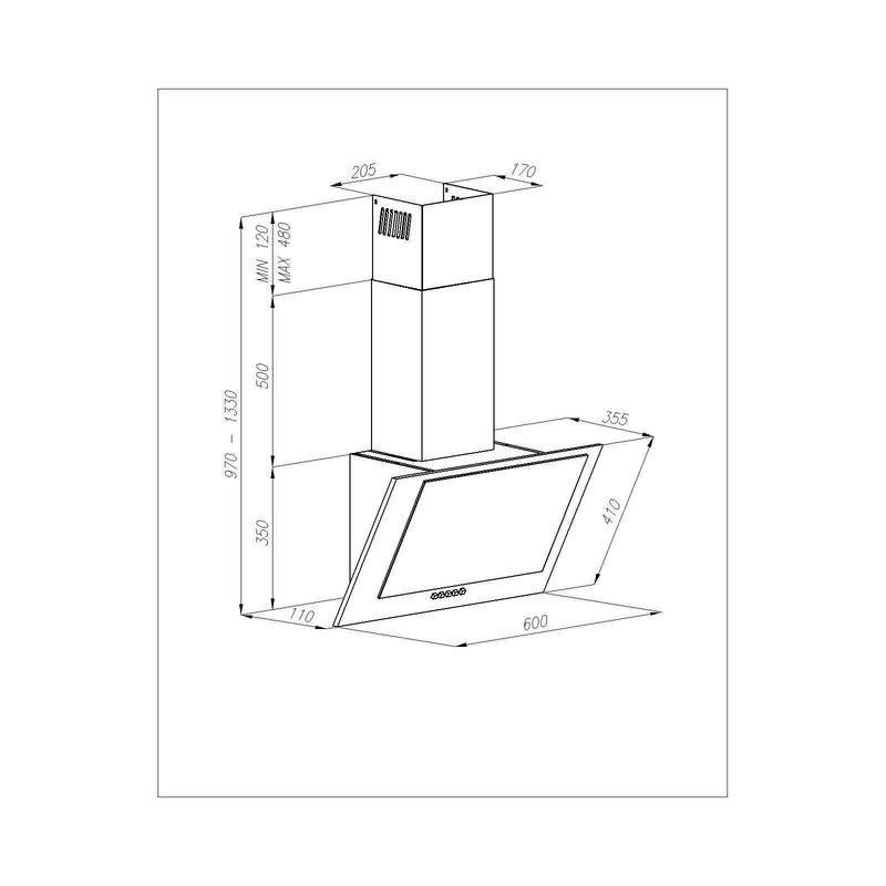 Amica - Dunstabzugshaube Kaminhaube KH 17118-1 S GlassLineBlack
