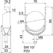 OBO Bettermann - Bügelschelle BS-U1-M-64 A2 58-64mm − 25 Stück