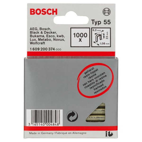 Bosch - Heftklammer Schmalrückenklammer Typ 1609200374 55 geharzt 6 x 1,08