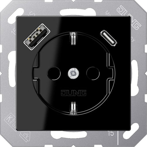 Jung - Steckdose SCHUKO Steckdose A 1520-15 CA SW mit USB Typ AC