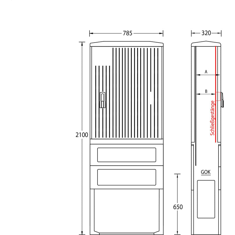 uesa - Gehäuse/Schaltschrank (leer) Säule A100-2100 2100x785x320mm