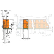 WAGO - Leiterplattenklemme Anreihbare Leiterplattenk. 741-913 Drücker,2,5mm²,or − 100 Stück