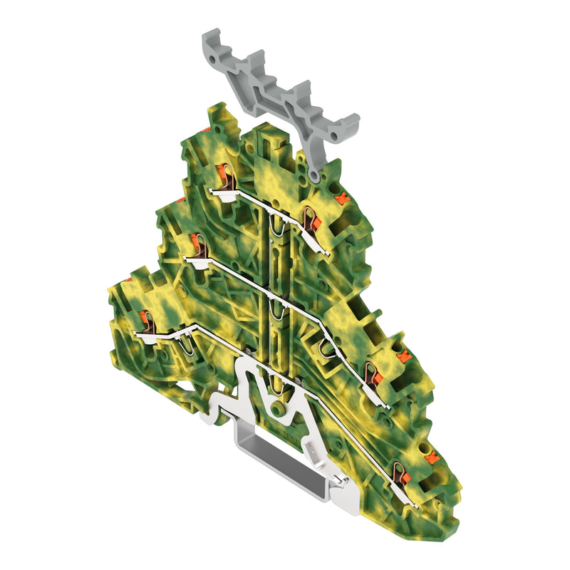 WAGO GmbH & Co. KG - Durchgangs-Reihenklemme Dreistockklemme 2200-3237 gn-ge − 40 Stück