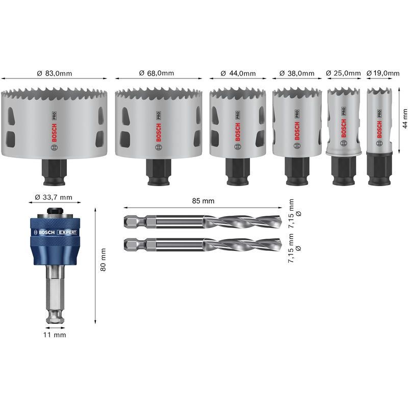 Bosch Power Tools - Werkzeugset PRO Multi Material PC Plus 2608594424VE(9) Lochsägen-Set 19-83  − 1 Packung