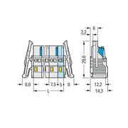 WAGO - Kabelsteckverbinder für Leiterplattensteckverbinder 1-Leiter-Federleiste 721-209/037-000 CAGECLAMP 2,5mm²,lgr − 25 Stück