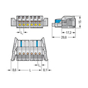 WAGO - Kabelsteckverbinder für Leiterplattensteckverbinder 1-Leiter-Federleiste 2721-108/037-000 Push-inCAGECLAMP,lgr − 25 Stück