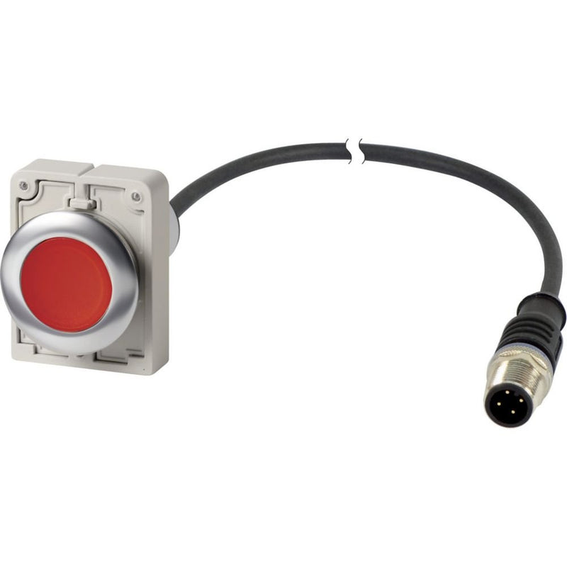 Eaton - Drucktaster, Komplettgerät Leuchtdrucktaste flach 1Ö C30C-FDL-R-K01-24-P5 4polig 24V 1m