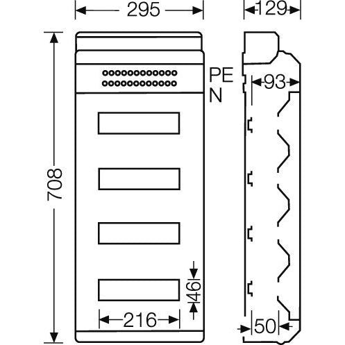 Hensel - Installationskleinverteiler KV 90-Automatengehäuse KV 9448 NT 48 TE, IP 65