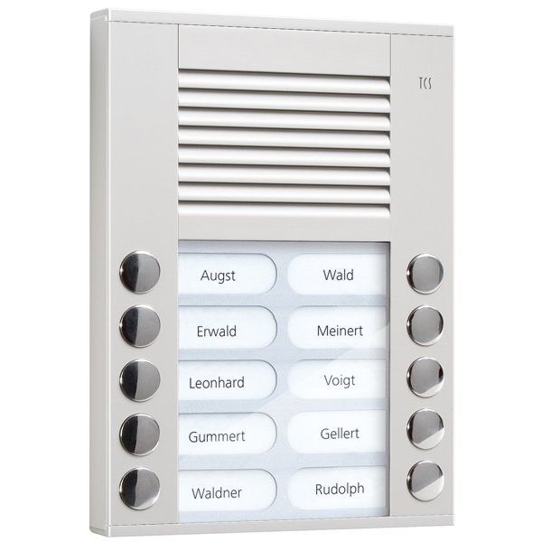 TCS Tür Control - Türstation für Türkommunikation Audioaußenstation 2-reihig PES10-EN/04 10 Tasten AP silber − 1 Stück