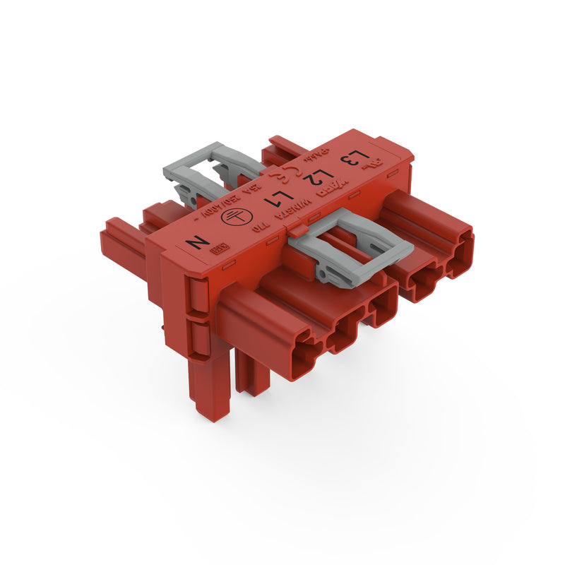 WAGO - Kompaktverteiler für steckbare Gebäudeinstallation T-Verteiler 5-polig 770-921 Kod. P,rot − 50 Stück