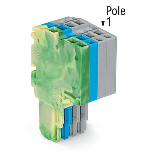 WAGO - Ein- und mehrpolige Klemmenleiste 2-Leiter-Federleiste 2020-204/000-039 1,5mm²,gn-ge/bl/gr − 50 Stück