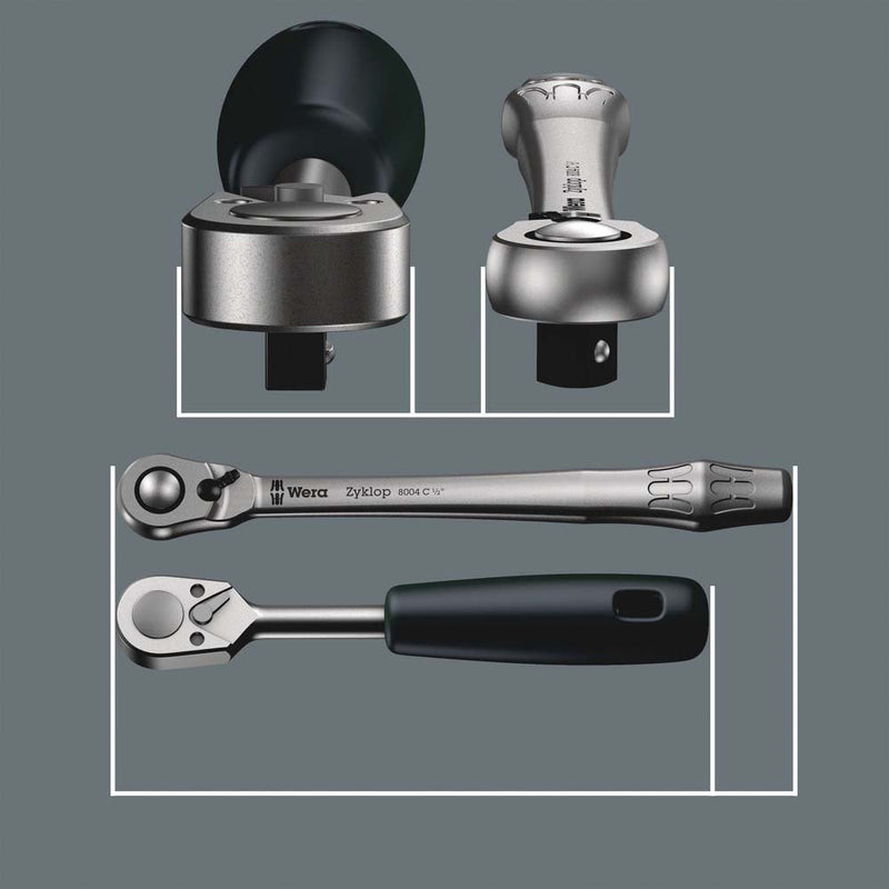 Wera - Werkzeugset Zyklop Metall-Knarrensatz 004078 1/2"-Antrieb, 7-tlg