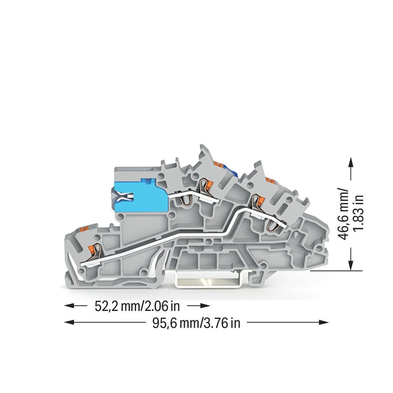 WAGO - Installations-Etagenklemme Installationsetagenklemme 2203-7640 2,5 mm² mit Drücker − 50 Stück