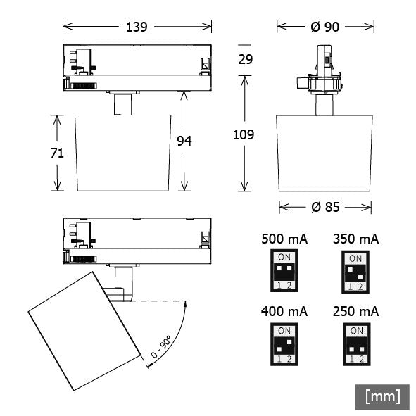 LTS Licht&Leuchten - Downlight/Strahler/Flutlicht LED-Stromschienenstrahler ORYO-THE202930PWSPws 930, weiß