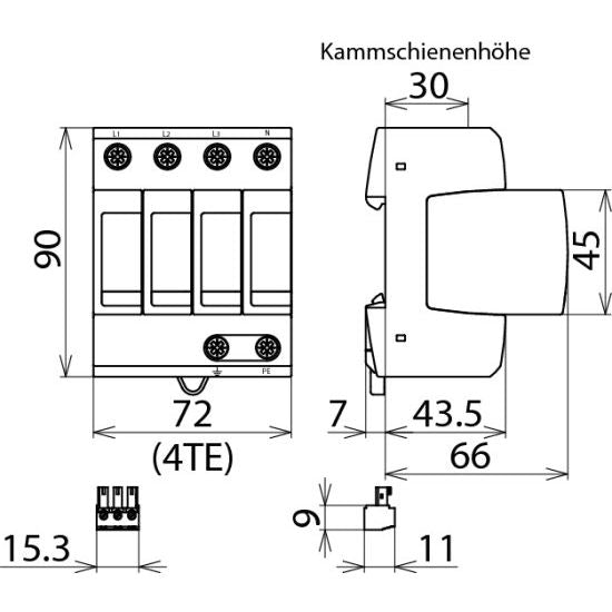 DEHN - Überspannungsableiter für Energietechnik/Stromversorgung Überspannungsableiter DG M TT 320 FM Typ 2 DEHNguard,4-p
