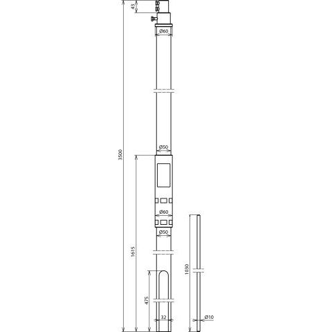 DEHN - Zubehör/Ersatzteile für Erdung und Blitzschutz Stützrohr SR D50 3500 F#105392 S1000IPSAHVIPGFKV2A