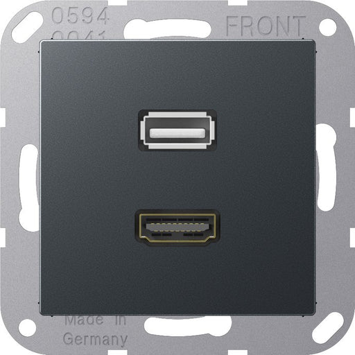 Jung - Multifunktions-Anschlussdose Multimediadose HDMI + USB MA A 1163 ANM anthrazit matt