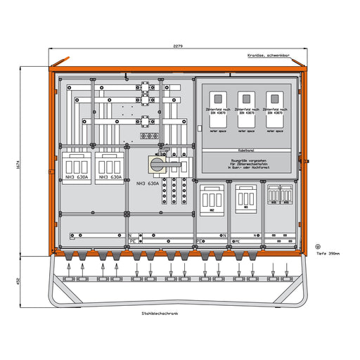 Walther Werke - Baustromverteiler Anschlussschrank WA0060 436kVA,5 NH-Abgängen