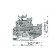 WAGO - Schutzleiter-Reihenklemme 1Leiter/1PinDoppelstockkl. 2022-2247 2,5 mm²,grau − 50 Stück