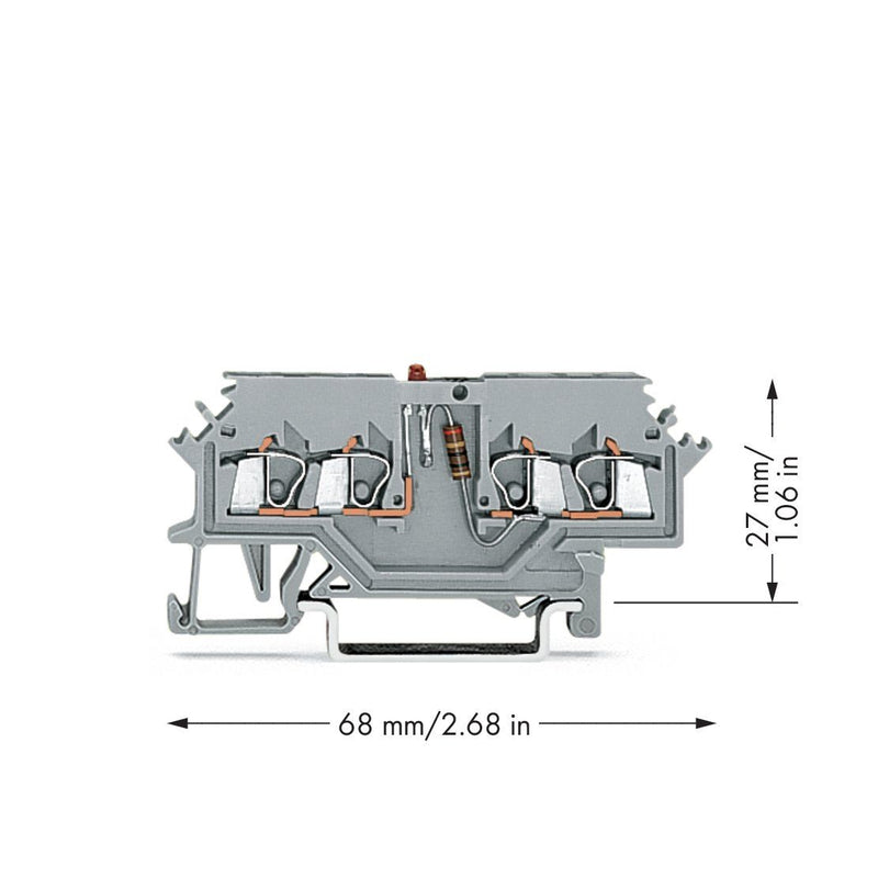 WAGO - Bauelement-Reihenklemme Bauelementklemme 279-624/281-434 Leiter,LEDrot,grau − 100 Stück