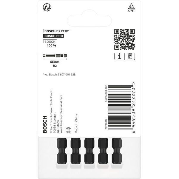 Bosch - Bit-Set PRO Robertson Impact Bit, 2608522553VE(5) R2, 55 mm, 5-tlg