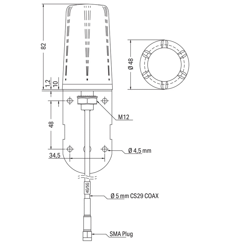 WAGO - Wireless Antenne Funkantenne m. 2mAnschltg. 758-974/000-001 LTE/ Bluetooth/ WLAN
