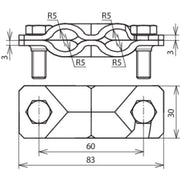 DEHN - Verbinder für Blitzschutz SVP-Klemme St/tZn SVPK810810FL30STTZN f. Rd 8-10/8-10mm