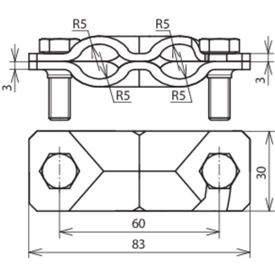 DEHN - Verbinder für Blitzschutz SVP-Klemme St/tZn SVPK810810FL30STTZN f. Rd 8-10/8-10mm