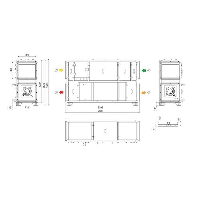 Maico - Lüftungsgerät mit Wärmerückgewinnung gewerblich Kompaktgerät MV4523VLPH RLT2300MV4523VLPH3 2300cbm/h/li/verti.