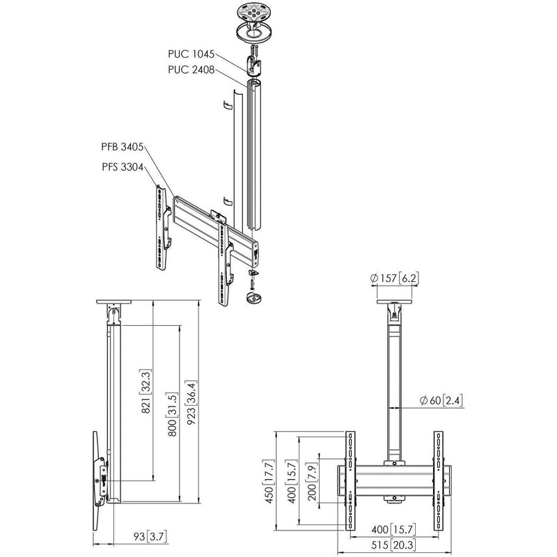 Vogels - Halterung für Audio-/Videosysteme Einzelprofil VESA 400x400 CT240844 sw Connect-It,80cm