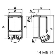 Bals Elektrotech - CEE-Steckdose abschaltbar, abgesichert (IEC 60309) Wandsteckdose abgesichert 15141 63A 5p 400V 6h IP44