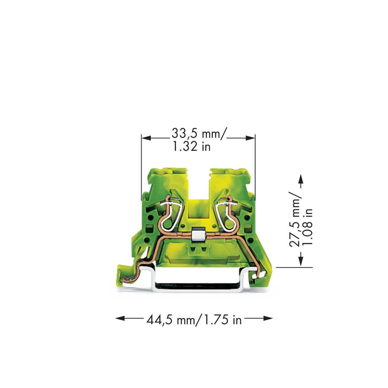 WAGO - Schutzleiter-Reihenklemme Schutzleiterklemme 870-907 0,08-2,5/4mmq gn/ge