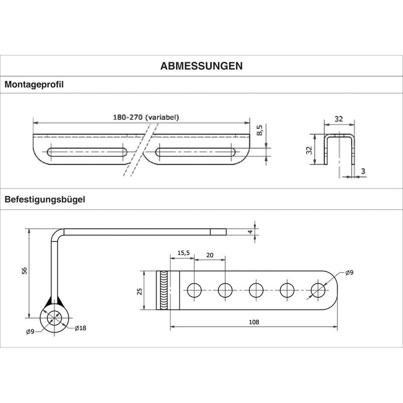 Scharnberger+Hasenbein - Mechanisches Zubehör/Ersatzteile für Leuchten Eckhalter 180-270mm 39473